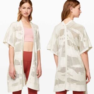 Lululemon Find Your Light Wrap Sweater One Size Mesh Ivory White Silk Blend Knit